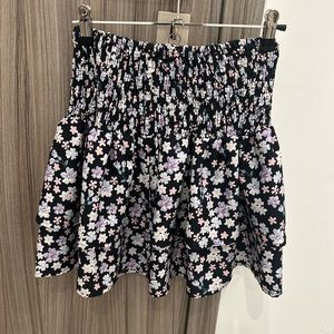 Black and purple floral mini skirt size small